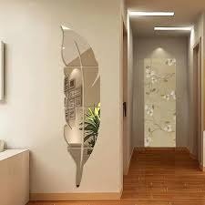 Silver 3D Leaf Acrylic Mirror Wall Decor Stickers