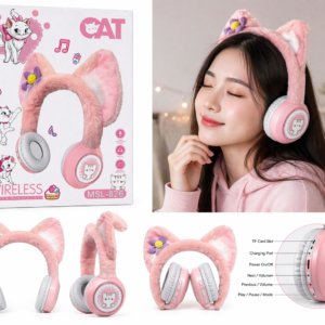 Cute Cat Ear Wireless Bluetooth Headphones – Kids & Girls Music Headset (MSL-826)