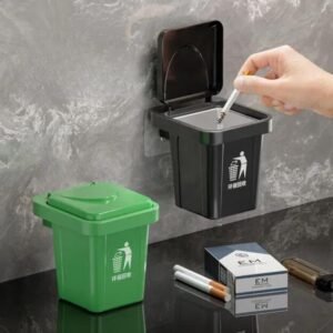 Wall Mounted Mini Trash Bin Ashtray Dustbin Kitchen Bathroom