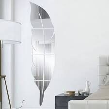 Silver 3D Leaf Acrylic Mirror Wall Decor Stickers
