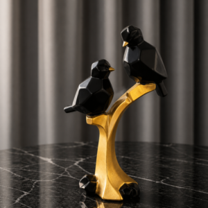 Luxury Black & Gold Bird Sculpture – Modern Decorative Table Accent