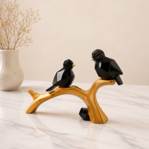 Modern Golden Branch Bird Sculpture – Minimalist Luxury Table Decor