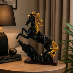 Decorative Rearing Horse Showpiece (Black & Gold)