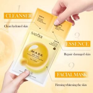 3 Steps Moisturizing Cleanser Essence Facial Sheet Mask With Vitamins, Niacinamide, Salicylic Acid,