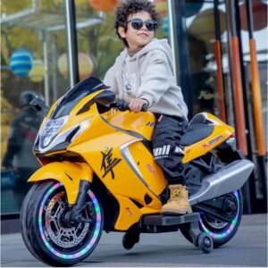 Premium Kids Battery-Operated Hayabusa Hyper-Sport Heavy Bike – Large 12V Electric Ride-on Toy Motorcycle with Training Wheels & Lights