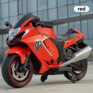 Premium Kids Battery-Operated Hayabusa Hyper-Sport Heavy Bike – Large 12V Electric Ride-on Toy Motorcycle with Training Wheels & Lights