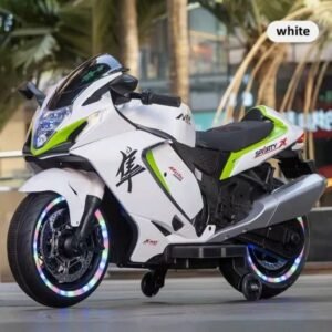 Premium Kids Battery-Operated Hayabusa Hyper-Sport Heavy Bike – Large 12V Electric Ride-on Toy Motorcycle with Training Wheels & Lights