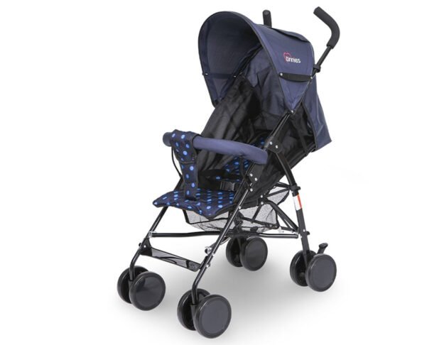 Premium Compact Folding Baby Buggy – Lightweight Urban Travel Stroller with Adjustable Canopy and Storage Basket (Pastel Blue)