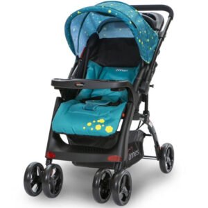 Premium Baby Express Multi-Function Luxury Stroller – Adjustable Reclining Travel Pram with Sun Canopy and Storage Basket (Acid Blue)