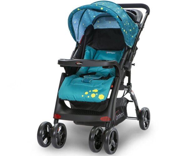 Premium Baby Express Multi-Function Luxury Stroller – Adjustable Reclining Travel Pram with Sun Canopy and Storage Basket (Acid Blue)