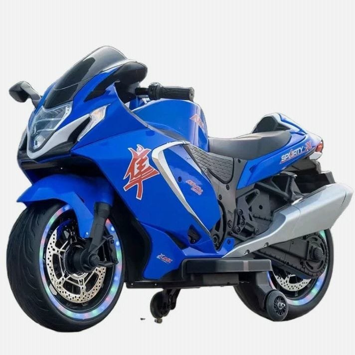 Premium Kids Battery-Operated Hayabusa Hyper-Sport Heavy Bike – Large 12V Electric Ride-on Toy Motorcycle with Training Wheels & Lights - Image 4