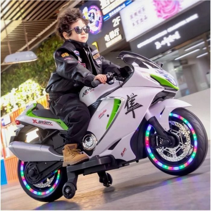 Premium Kids Battery-Operated Hayabusa Hyper-Sport Heavy Bike – Large 12V Electric Ride-on Toy Motorcycle with Training Wheels & Lights - Image 3