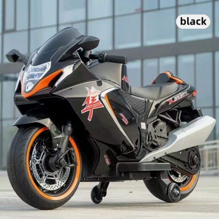 Premium Kids Battery-Operated Hayabusa Hyper-Sport Heavy Bike – Large 12V Electric Ride-on Toy Motorcycle with Training Wheels & Lights - Image 2