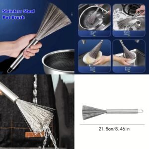 Stainless Steel Wire Pot Brush & Heavy Duty Kitchen Scrubber