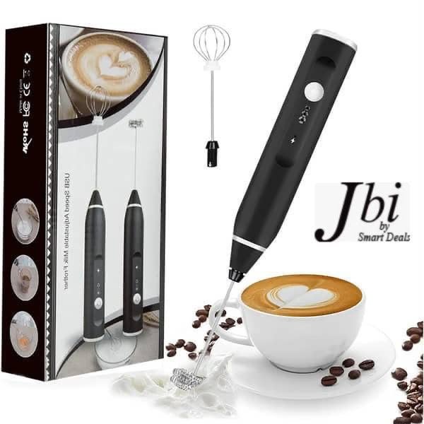 USB Rechargeable Handheld Electric Milk Frother & Egg Beater – 2-in-1 Cordless Coffee Foamer with Interchangeable Whisks