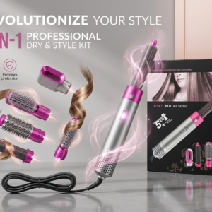 5-in-1 Hot Air Styler Set | Multi-Functional Hair Dryer, Curler & Volumizing Brush Kit