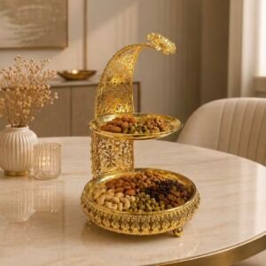 Gold Plated Metal Platter (2 Tier)