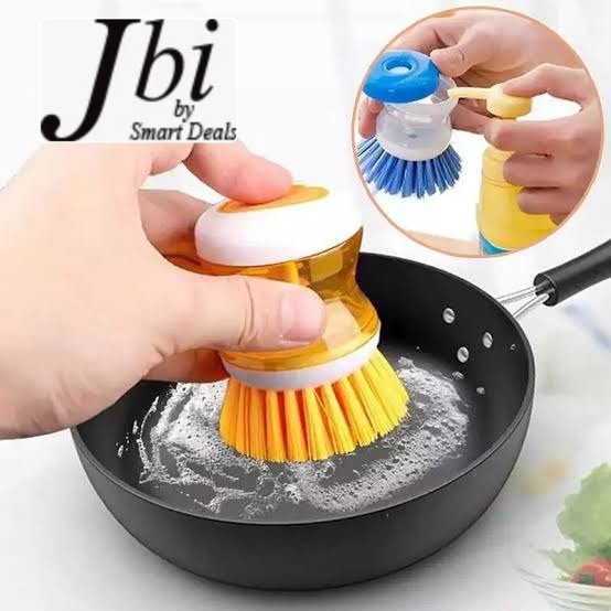 Soap Dispensing Palm Scrub Brush – Refillable Dish Washing Scrubber with Liquid Reservoir for Pots, Pans, and Kitchen Sink