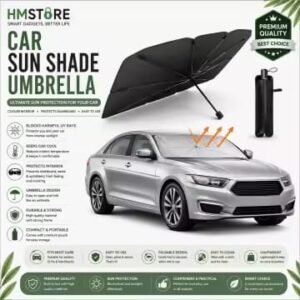 Foldable Car Sun Shade Umbrella – Windshield UV Blocker & Heat Reflector Cover with Storage Pouch