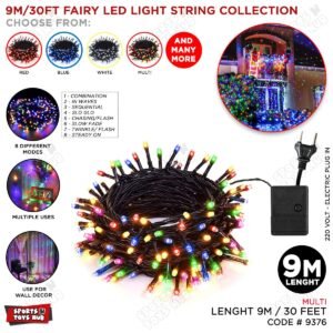 9M / 30FT Fairy LED Light String Collection - 8 Lighting Modes (220V Plug-In)