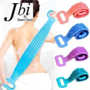 Double-Sided Silicone Back Scrubber Belt for Shower – Flexible Body Exfoliating Towel & Massaging Bath Brush with Handles