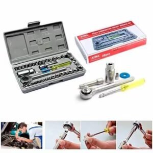 40-Piece Combination Socket Wrench Set ($1/4''$ & $3/8''$ Drive SAE & Metric)