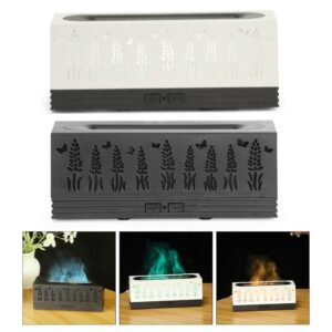 Ultrasonic Flame Effect Essential Oil Diffuser & Air Humidifier with Floral Cutouts