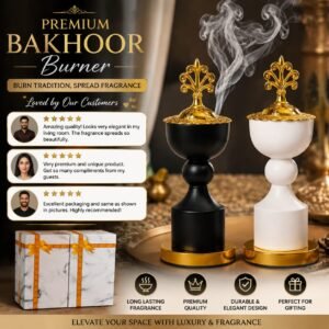 Premium Metallic Bakhoor Burner - Elegant Incense Censer Holder